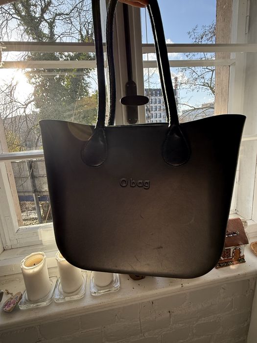 Torba Obag, grafitowa, z krótkimi rączkami j czarnym wkładem