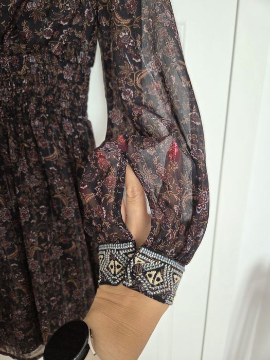 NOWA Z METKĄ  sukienka ZARA, boho, metalizowana nić, r. S