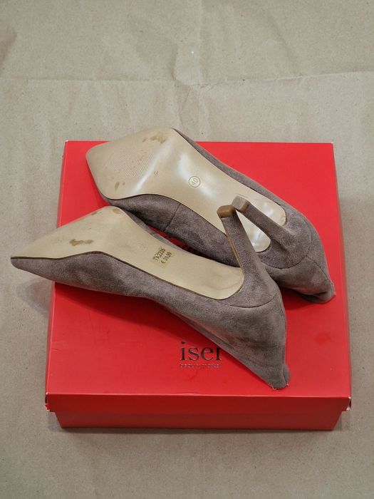 Замшеві ботильйони на високих підборах сіро-коричневого кольору, р40