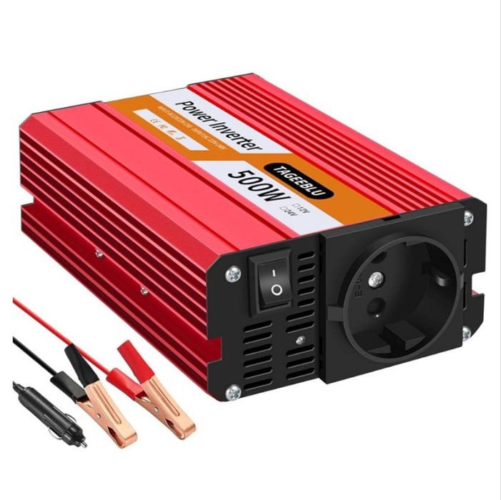 Автомобільний інвертор TAGEEBLU 500W 12V → 220V, перетворювач напруги з прикурювача, 1 розетка AC