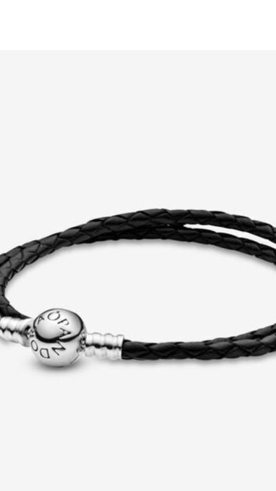 Pandora podwójnie pleciona bransoletka skórzana+torebka+pudełko ZESTAW