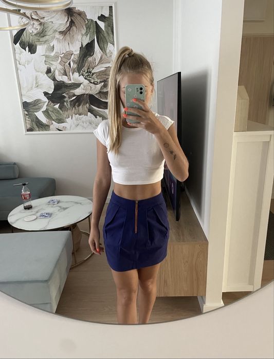 Kobaltowa spódniczka mini Zara XS