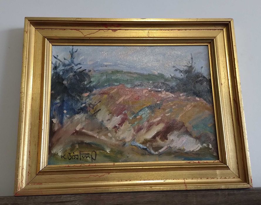 Piękny Stary Obraz Olejny Aukcyjny Knup Bostrup