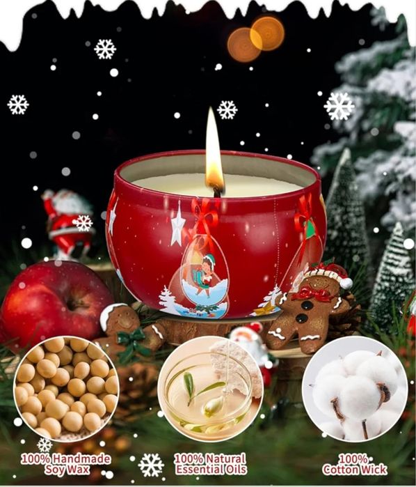 Świąteczne świeczki sojowe, zapachowe