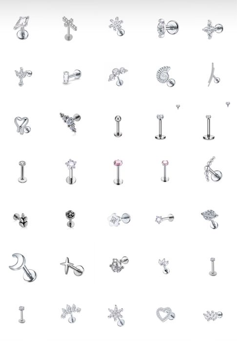 Титановий сріблястий пірсинг лабрет в хрящ пірсинг в ухо