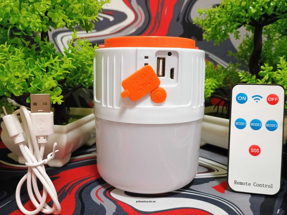 Лампа з акумулятором та сонячною панеллю, функція PowerBank + 42 діода