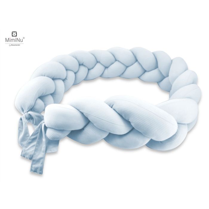 Ochraniacz Do Łóżeczka Warkocz Miminu Soft 220-240cm Błękit Miękki Bezpieczny Dla Niemowlęcia Kieczmerski