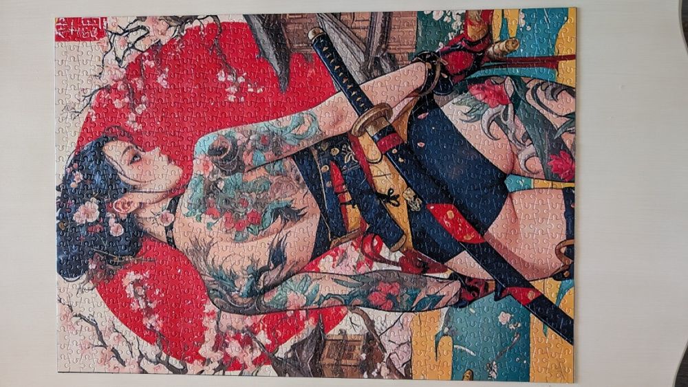 Японские большие Пазлы 1000 штук девушка японка самурай Japan puzzle
