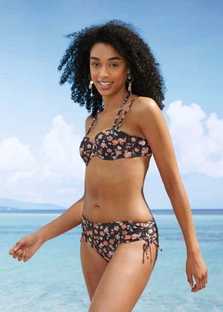 B.P.C bikini usztywniane czarne w kwiatki ^44(85D)