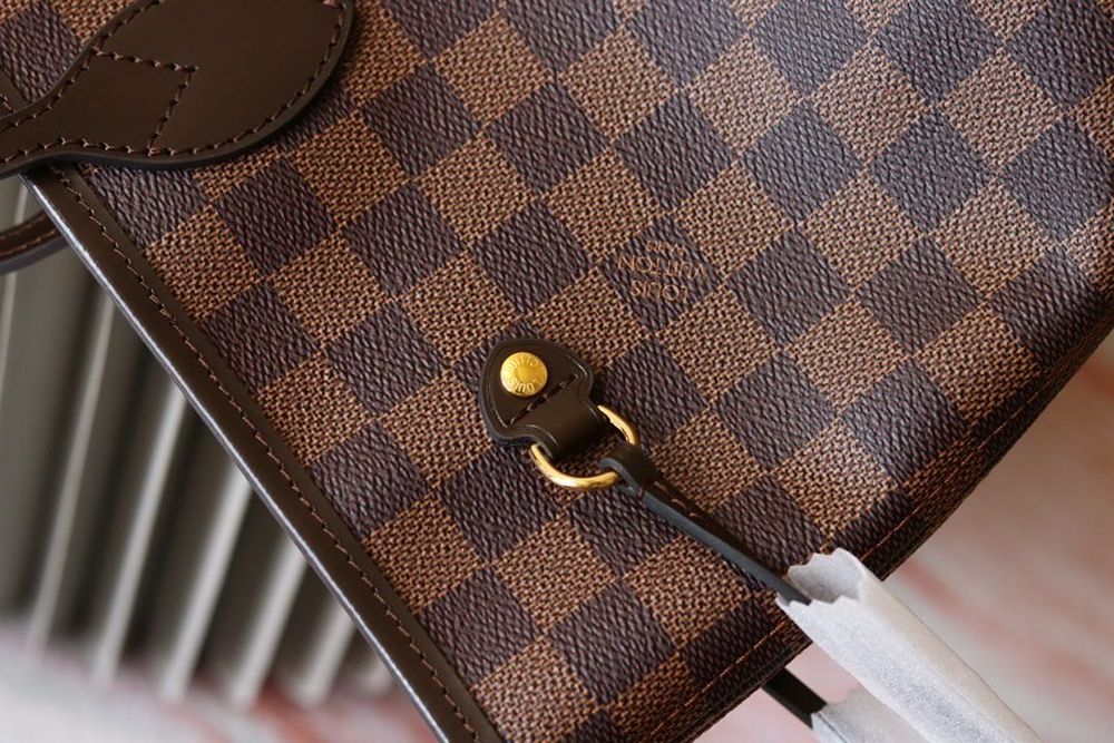 Torebka Louis Vuitton Neverfull shopper bag MM brązowa kratka skóra