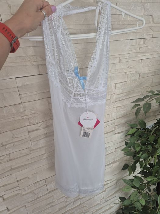 Biała koszula nocna Obsessive S/M