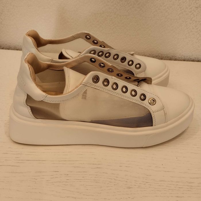 Белые кеды, кроссовки  из кожи и текстиля Helena Soretti