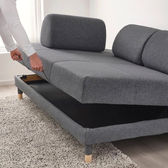 Sofá-cama modular e com arrumação do Ikea (verde)