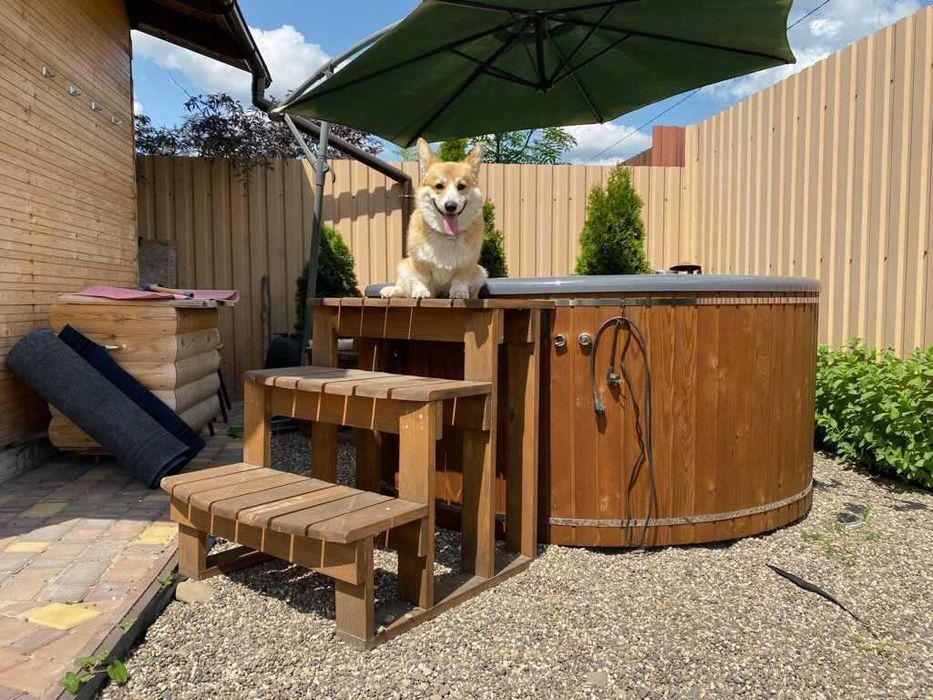Джакузі з вбудованою пічкою. Карпатський чан на дровах для 5-х осіб.