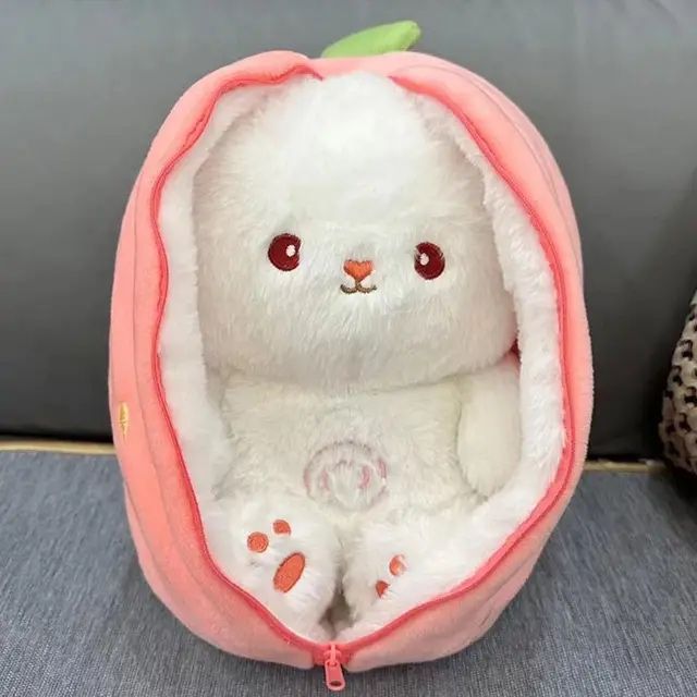 Дихаючий, музичний, кролик в полуничці. strawberry bunny 30см.