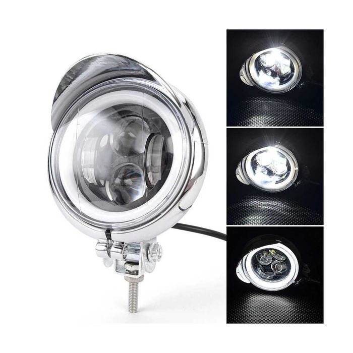 Faróis auxiliares LED Universais cromados - 20W/26W Duplo feixe
