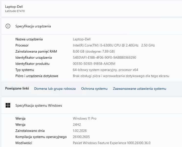 Dell Latitude E7470 – i5 / 8GB RAM / SSD 256GB / Windows 11 Pro