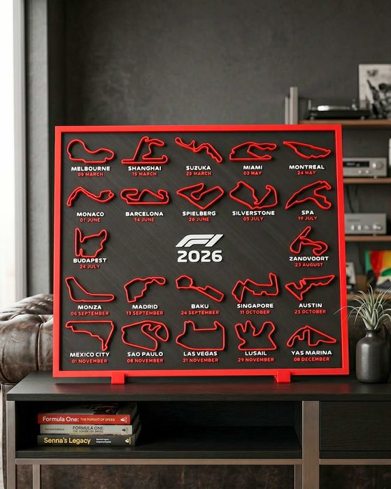 Peça decorativa calendario 2026 F1