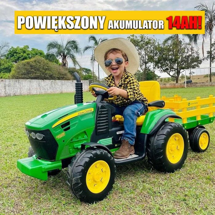 EKSTRA WERSJA! John DEERE traktorek dla dzieci z akumulatorem 14AH!