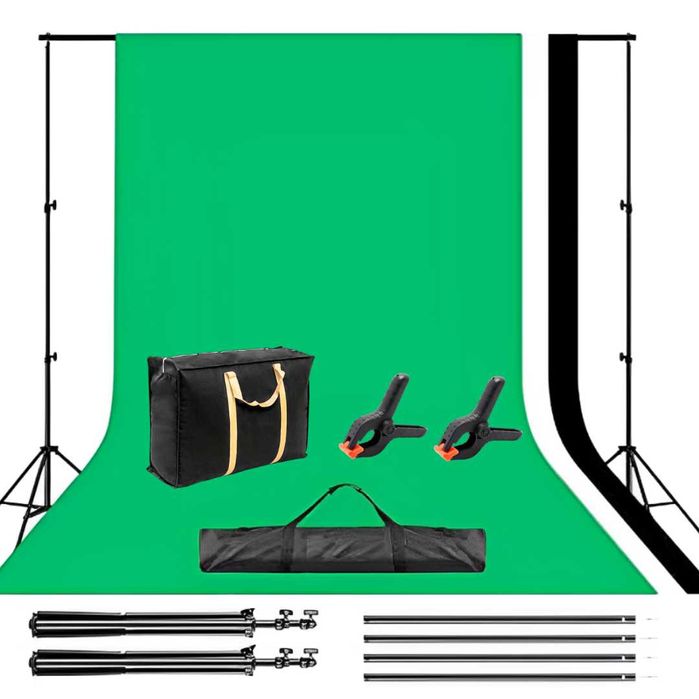 Conjunto de Fundos e Tripé para Fotografia ou Filmagem Profissional