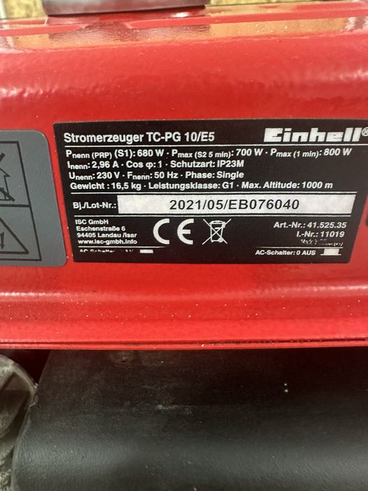 Бензиновый генератор 2 t Einhell TC-PG 10/E5