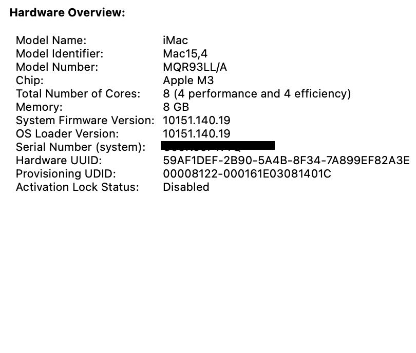 iMac 24’ 2024 M3 8/8 Core 8GB 256GB Silver Box