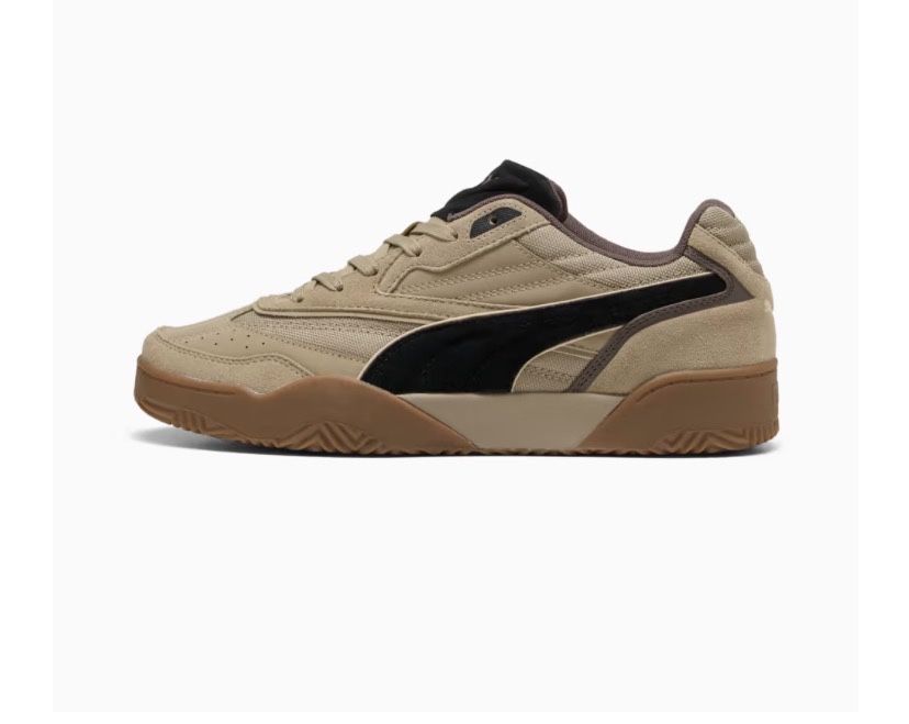 Це кеди Puma Tifosi Grande SD бежевого кольору із чорною смугою Formstrip