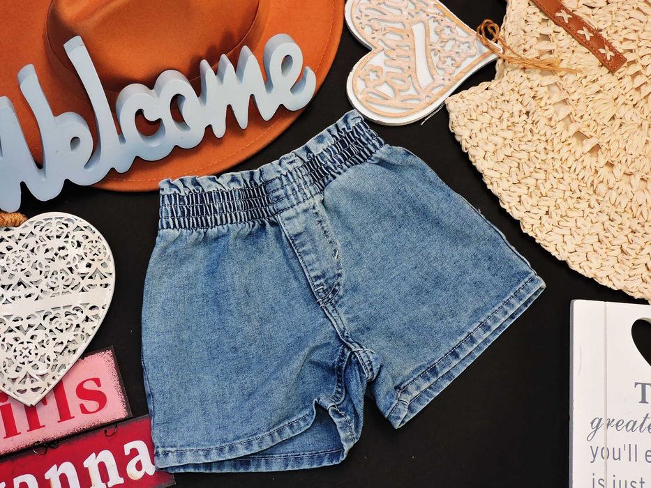 H&M - denimowe szorty jeans , pas marszczona guma r 92