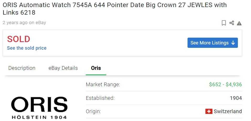 ORIS Artelier Automatic Watch 7545A Pointer Date Big Crown - OKAZJA