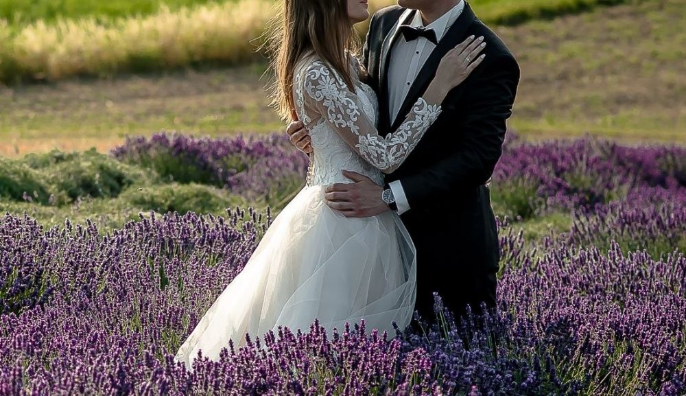 Suknia ślubna brzoskwiniowa r.34/36