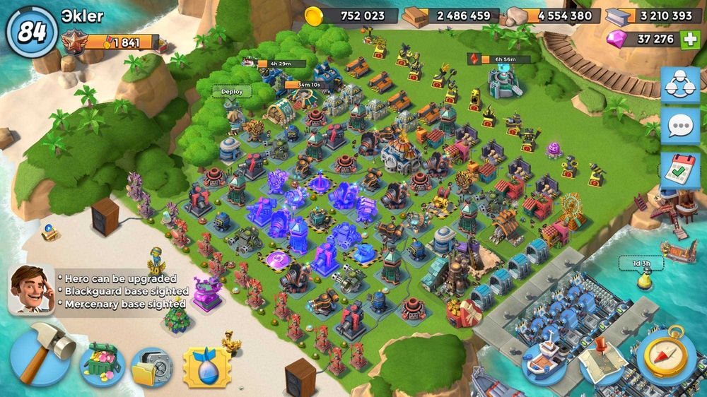 аккаунт Boom Beach максимально прокачений
