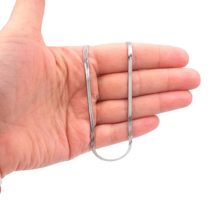 Łańcuszek Srebrna Taśma 41cm + 5cm / 3,2mm - Stal chirurgiczna