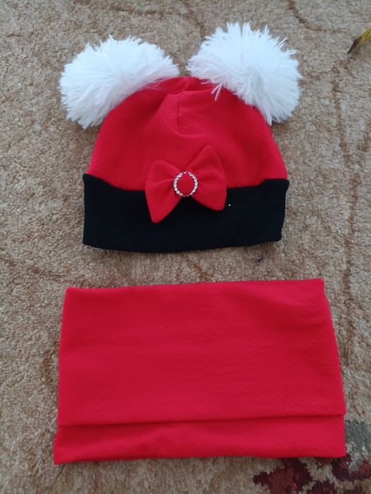Komplecik dla dziewczynki czapka komin 1-2 lata