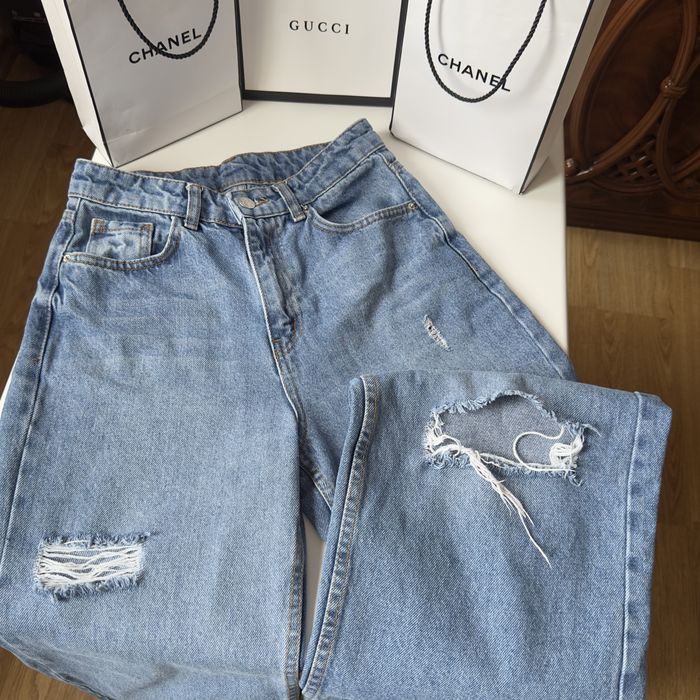 Широкі джинси палаццо, сині джинси з дірками 34/Xs wide leg