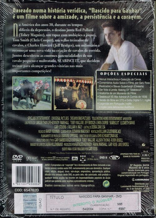 DVD Movie: Seabiscuit - BORN TO WIN "Seabiscuit" - NEW! SEALED!64584910745475121