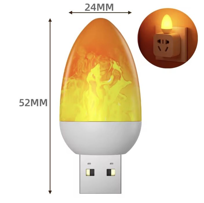 Lampka LED ,USB imitująca płomień, 5V, 2 rodzaje/lamp flame effect USB