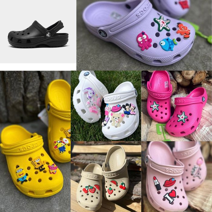 Crocs kids classic крокси дитячі на дівчинку білі молочні рожеві бузок