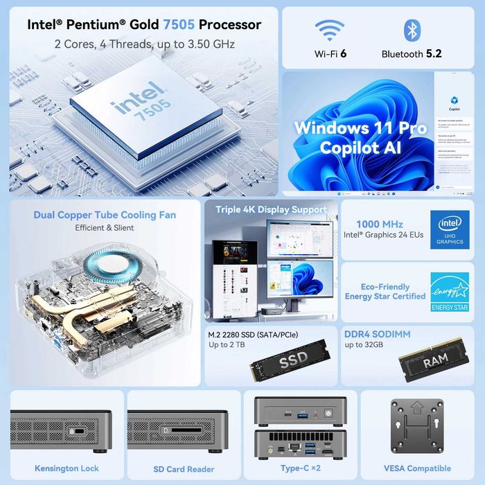777/ Mini PC Geekom Air12 Intel 16/512