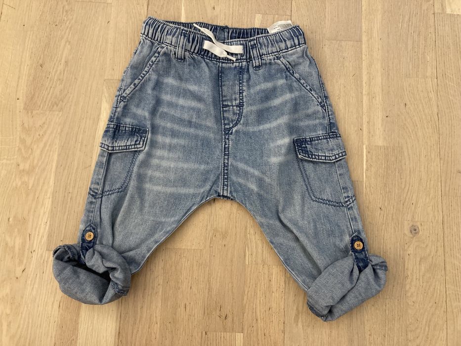 Spodnie jeansowe bojówki hm H&M 92