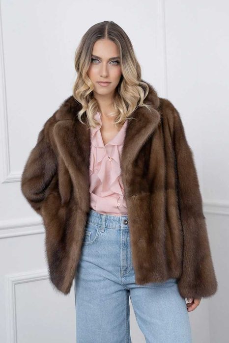 Норковая шуба Италия полушубок Saga Furs  мех норки Автоледи