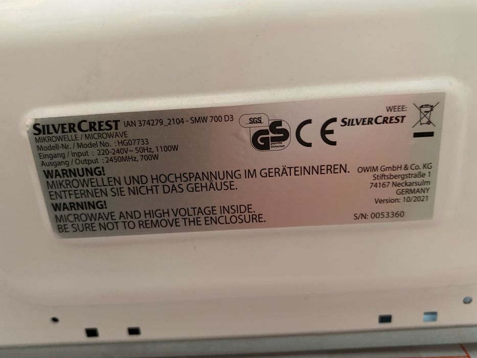 Microondas Silvercrest