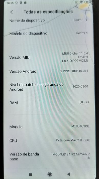 Telemóvel Xiaomi Redmi 6 - Ecrã Partido
