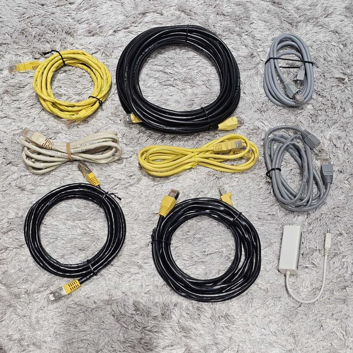 8 cabos de rede RJ45 + Adaptador MicroUSB a RJ45