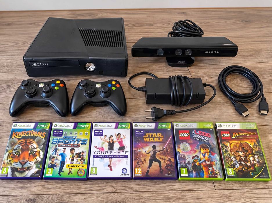 Xbox 360 Slim 250 GB + Kinect + 2 pady + 6 gier + HDMI