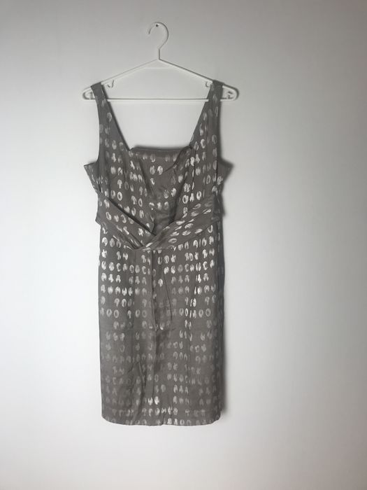 Elegancka krótka sukienka satynowa grochy Danatella Oscarioni vintage