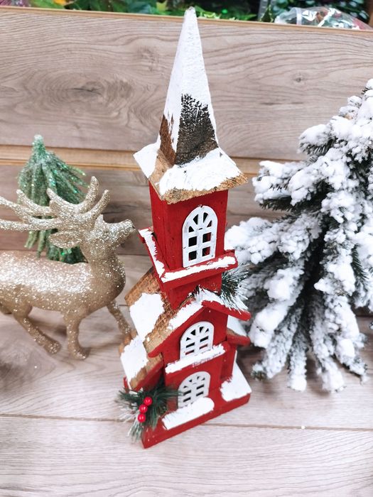 Kościół LED drewno 50 cm