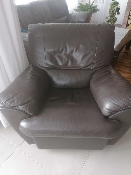 Meble Kler ciemny brąz skóra