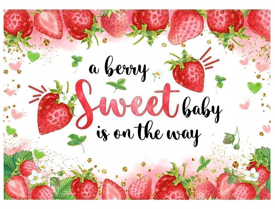 Wolada Truskawkowe Tło Na Baby Shower 210X150 Cm
