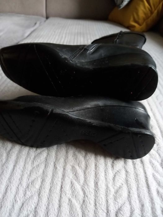 NEXT SKÓRA NATURALNA czarne komfortowe kozaki roz 39 koturn