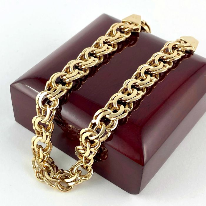 ZŁOTA bransoletka GARIBALDI pełna PRÓBA 585 (14K) długość 22 cm